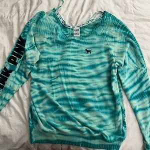PINK turquoise tie-dye sweater